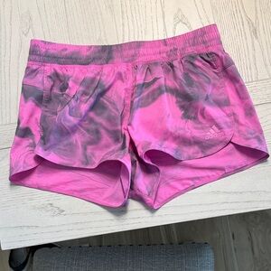 Adidas Women's Pink and Gray Athletic Shorts
